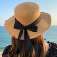 thumbnail image 3 of SikaFu Hat Spring And Summer Female Fashion Straw Hat Seaside Holiday Beach Hat Flat Top Floating Strap Bow And Sun Hat, 3 of 9