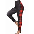 thumbnail image 3 of Plus Size Women's Christmas Red Buffalo Plaid Reindeer Snowflake Raglan Two-Piece Outfit Irregular Flared Swing Tunic & Outer Leg Plaid Panel High Waist Leggings, 3 of 3