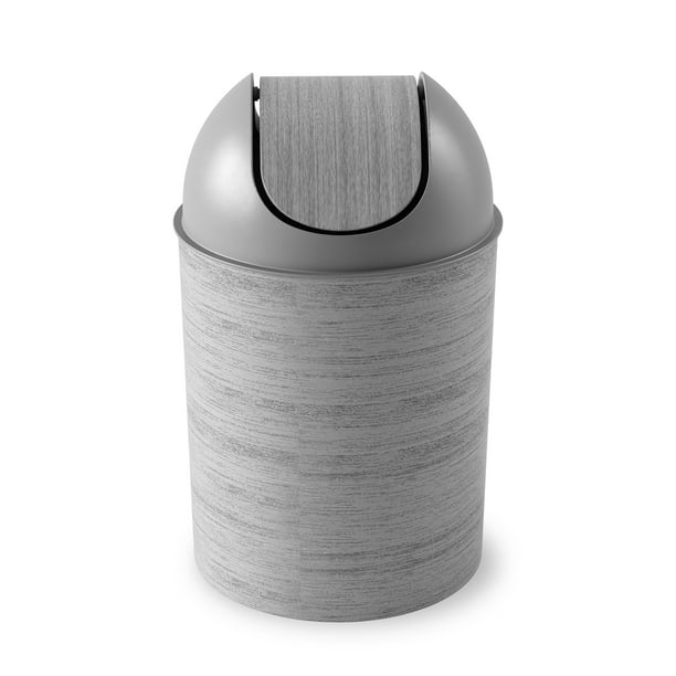Umbra 2.5 gal Mezzo Plastic Swing Top Lid Bathroom Trash Can, Graywood