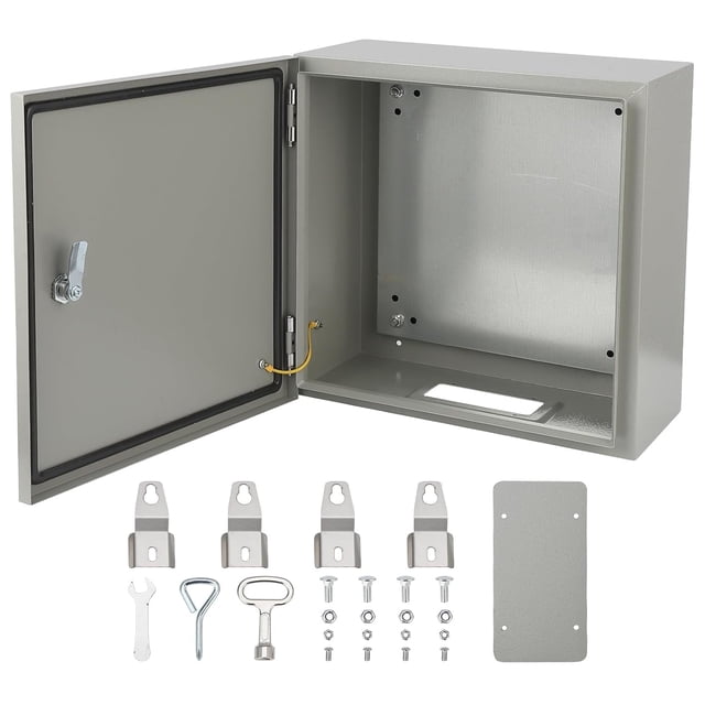 Garvee Electrical Box, 24 x 16 x 10" Weatherproof Junction Box with Sturdy Steel & Fire-Proof, Nema 4X Electrical Enclosure Box Ipx6 Waterproof & Dustproof, Project Box with Lock & Mounting Plate