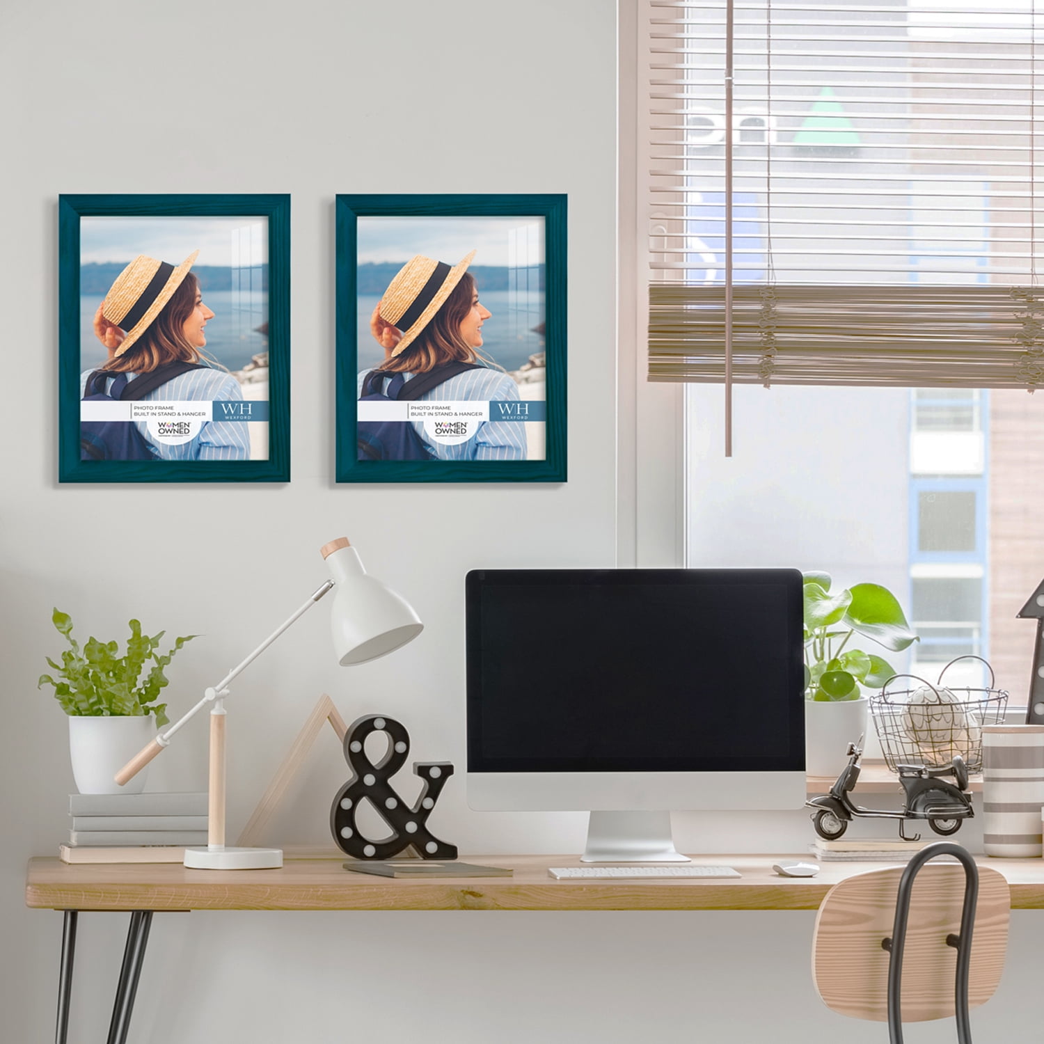 Woodgrain 8 in. x 10 in. Ocean Blue Picture Frame (Set of 2)
