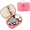 thumbnail image 1 of Bolsa de viaje para maquillaje HUOGUO, de gran capacidad, impermeable, rosa, 1 of 1