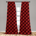 thumbnail image 4 of Ambesonne Plaid Curtains, Lumberjack Checkered Squares, Pair of 28"x63", Black Red, 4 of 5