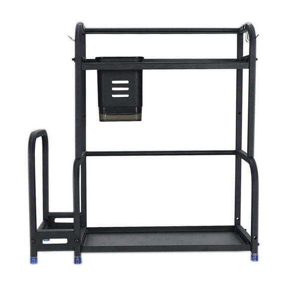 A Kitchen Shelf Floor Seasoning Spice Rack With 2 Tier Design And Stainless Steel Material For Countertop Oil Vinegar Storage And Knife Holder 14.96X7.09X14.96In 1.85Lb
