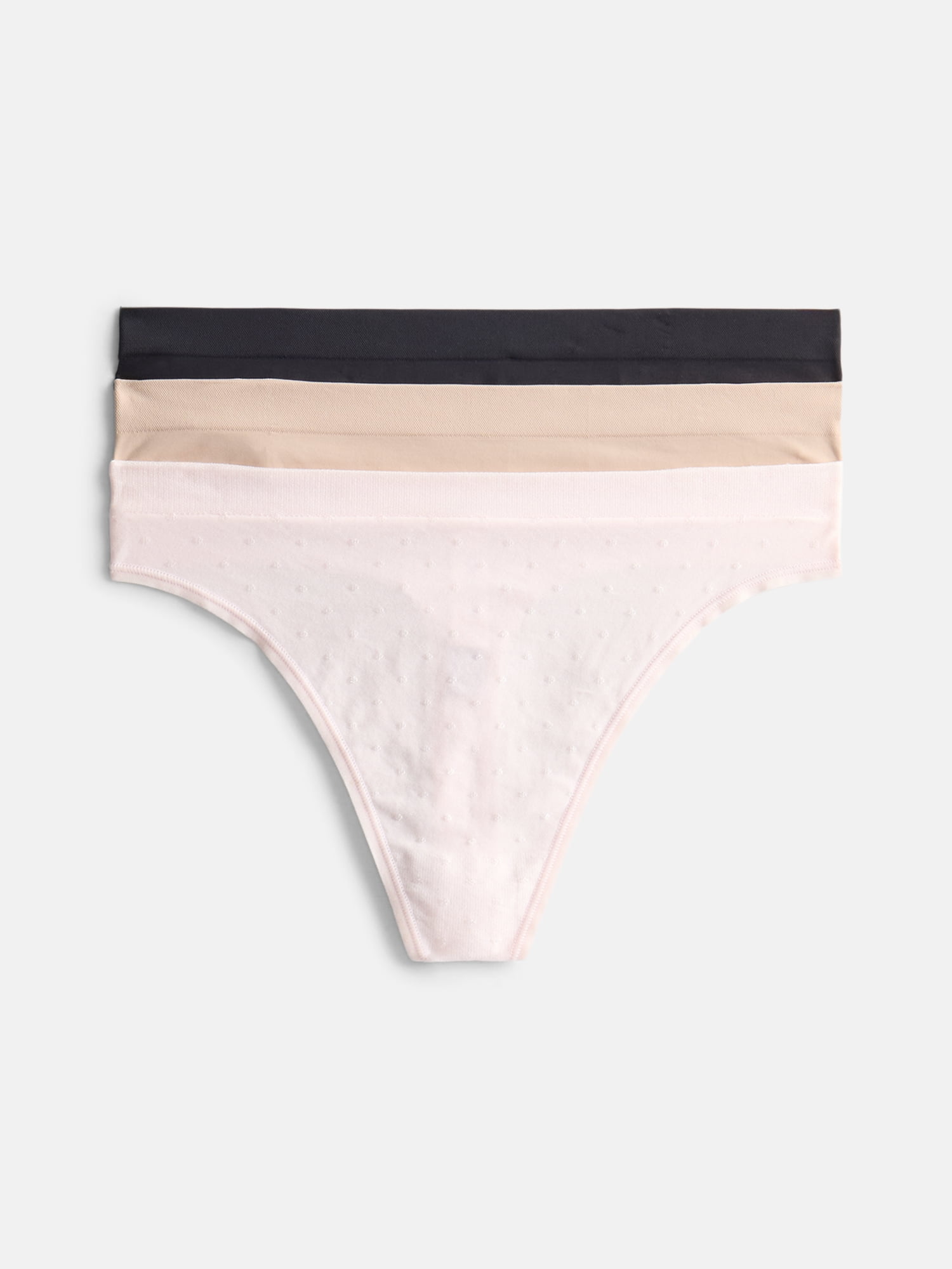 Joyspun Women's Seamless Thong Panties, 3-Pack, Sizes XS-XXXL