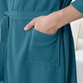 thumbnail image 4 of Hrsba Robe for Men,Solid Color V Neck 3/4 Sleeve Sleep Robe With Belt and Pockets Fall Bathrobe, 4 of 7