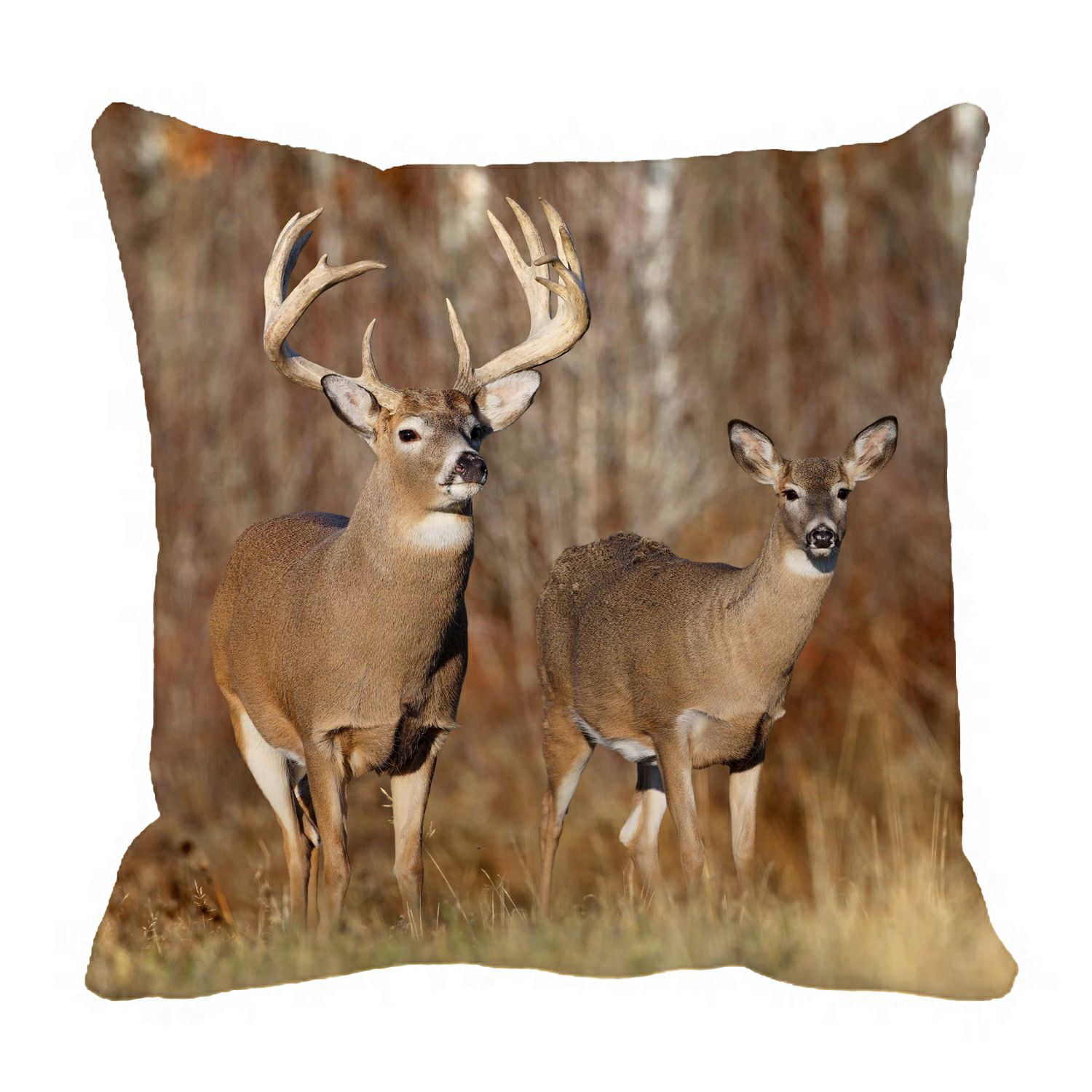 HGOD DESIGNS Fashion Deer Sofa Bed Home Decor Pillow Case Forest Deer with Bird Art Cushion Cover Cotton Linen 18 X 18 Inch 