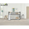 thumbnail image 2 of Bellemave Full Over Full Floor Bunk Bed with Slide Wooden Low Bunk Bed Frame with Ladder  Full Bunk Bed with with Headboard and Guardrail, Gray, 2 of 10