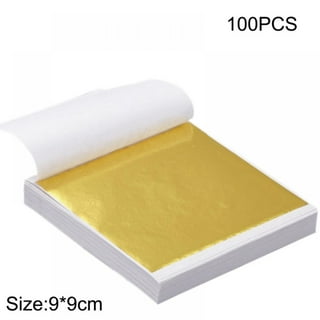 Uxcell 3.3 x 3.1inch Gold Leaf Foil Sheet Leaf Papers for Art Decoration  Aluminum Light Golden 100pcs 