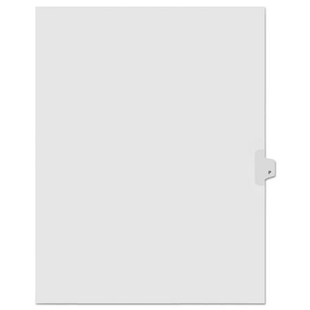 90000 Series Alpha Side Tab Legal Index Divider, Preprinted "P", 25/Pack