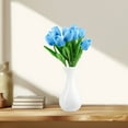 thumbnail image 6 of Matoen 10Pcs PU Tulips Artificial Flowers, Real Touch 14" Silk Flower for Home Kitchen Decor Wedding Bouquet Decorations Office Floral Arrangements(Blue), 6 of 8