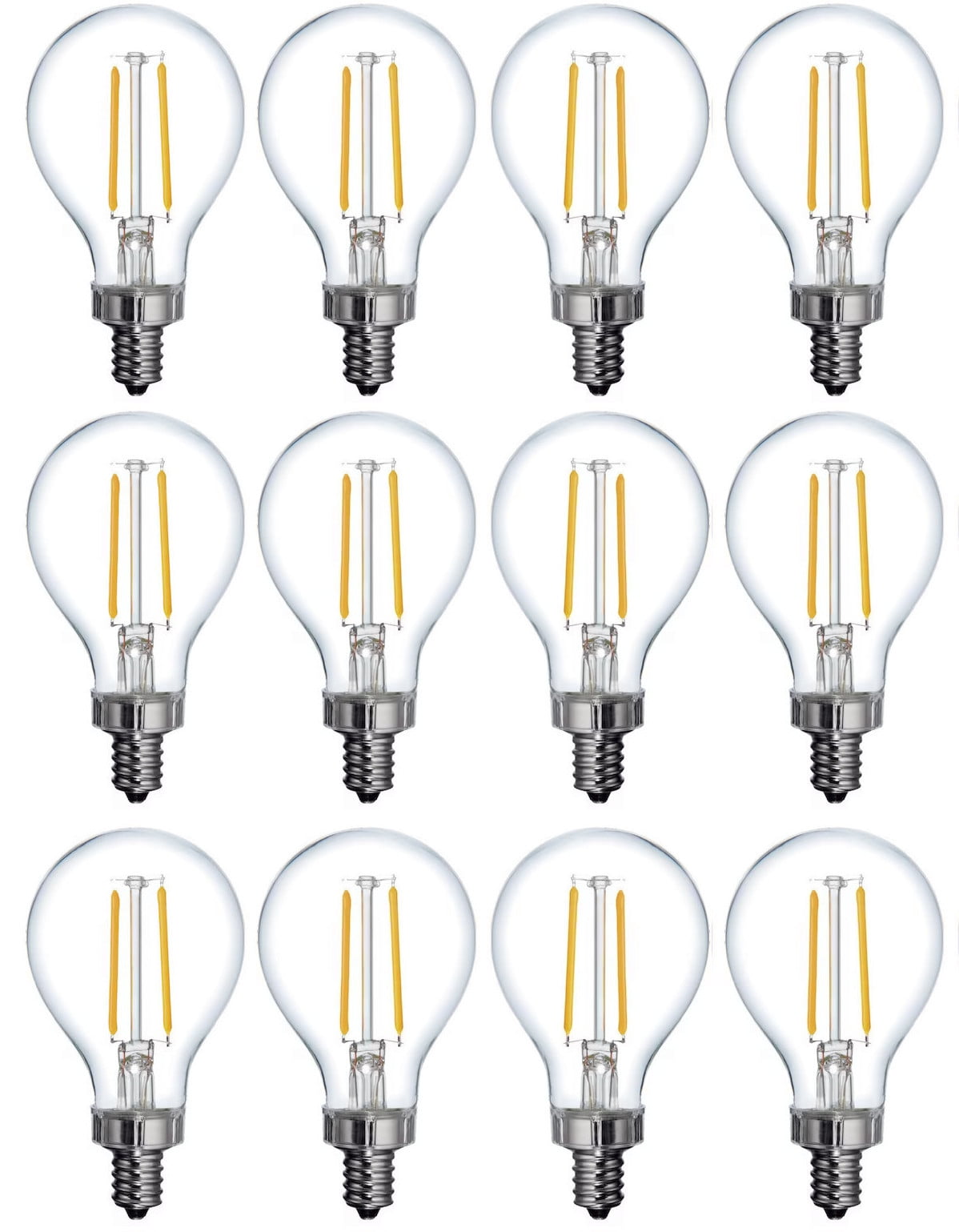 (12 bulbs) GE refresh LED A15 Ceiling Fan Light Bulb, Candelabra base, 40 watt equivalent using only 4 watts, 320 lumens, HD Light for exceptional contrast and boldess, 5000K Cool White Light Bulb