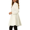 thumbnail image 4 of INSPIRE CHIC Women's Winter Coat A-Line Long Sleeve Single Breasted Peplum Hem Long Coat S White, 4 of 6