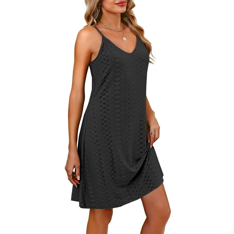 Coorders Strappy Midi DressSleeveless V-Neck Mesh Dress for Women's and  Women's Plus, Black,Size,S - Walmart.com