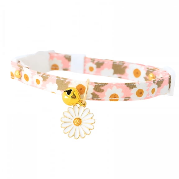 GASTROPOD Dog Collar for Small Medium Large Dogs Yellow Puppy Collars for Female Dogs Floral Daisy Patterned Pet Collars for Summer Spring Wedding Puppy Girl Dog Collar