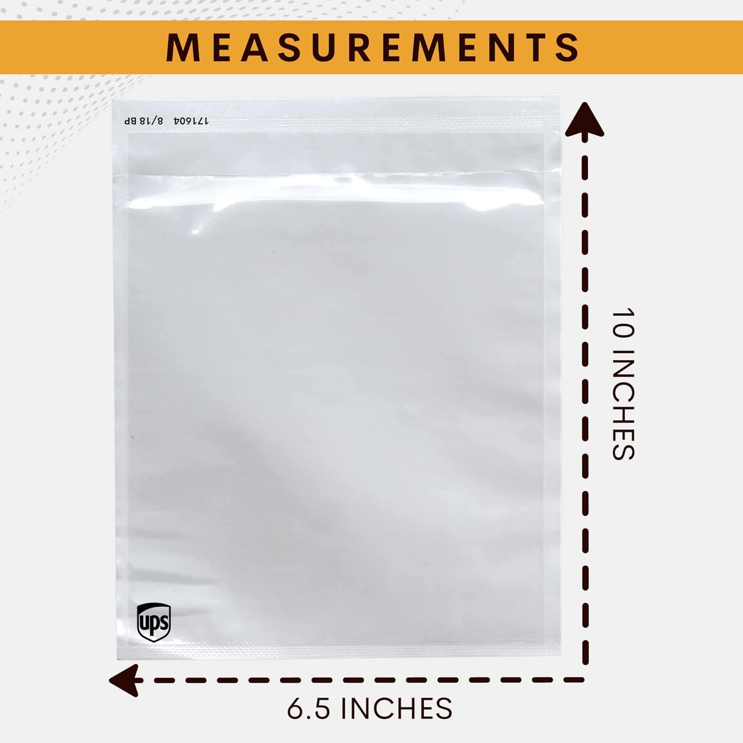 100 Pack UPS Shipping Label Pouches 6.5” x 10” - Packing Slip Envelope Sleeves with Self-Adhesive Peel & Seal - Clear Plastic & Waterproof Mailing Envelopes Ideal for Invoice & Packaging