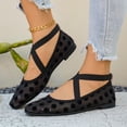 thumbnail image 3 of Xdegoge Flat Shoes for Women Closed Toe Ballet Flats Sheer Mesh Upper Retro Polka Dot Print Criss Cross Ankle Strap Dressy Attire, 3 of 5