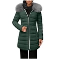 thumbnail image 4 of Women's Winter Coat Sherpa Lined Warm Heavy Jacket Mid Length Thickened Windproof Outwear with Fur Hood, 4 of 5