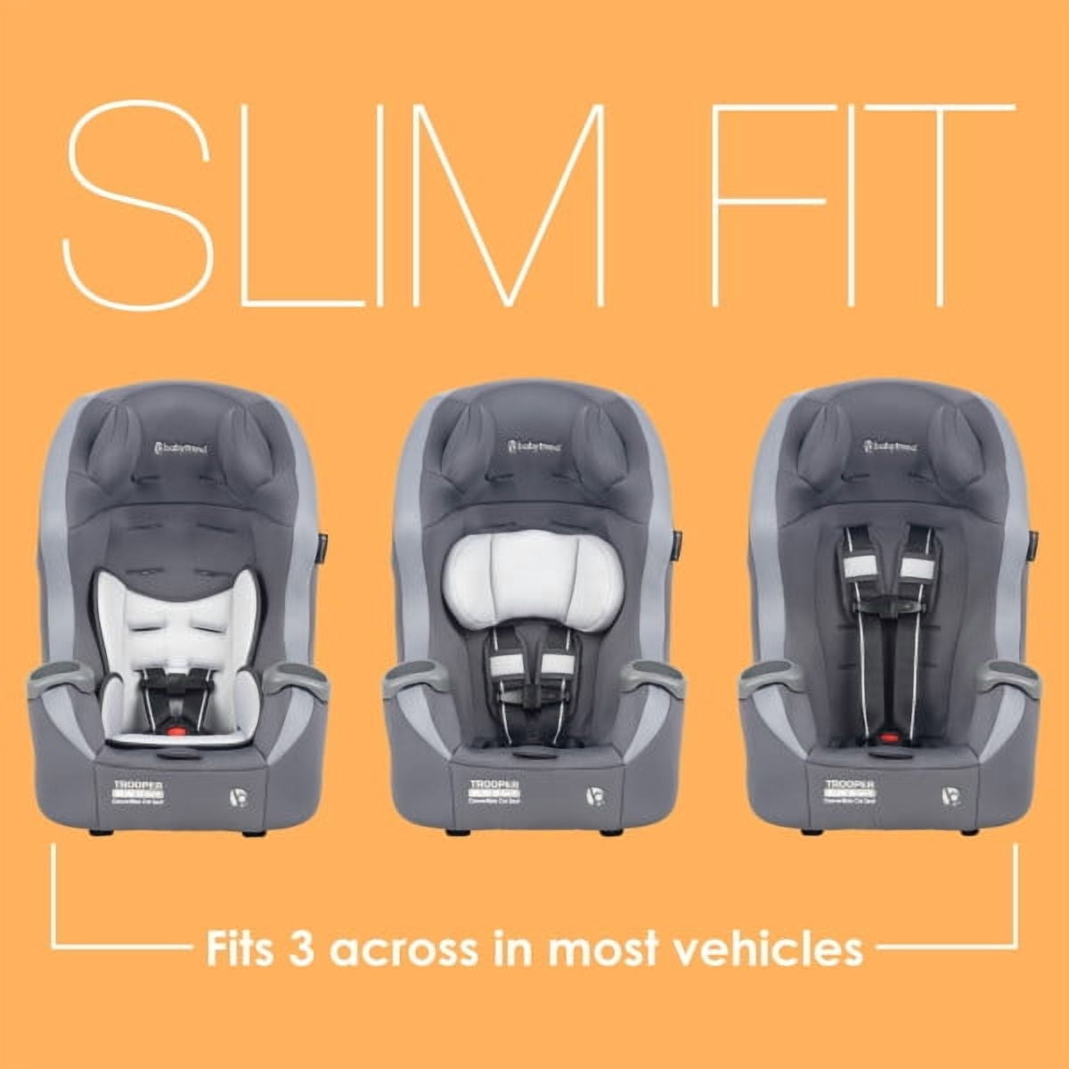 Baby Trend Trooper™ SLIM 3-in-1 Convertible Car Seat with Side Impact Protection, Dash Grey