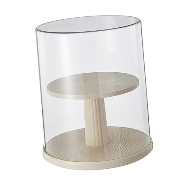 Vitrina de 2 niveles, organizador de caja de encimera redonda, elegante soporte de exhibición a prueba de polvo, vitrina giratoria para colecciones de perfke estuche de muestra
