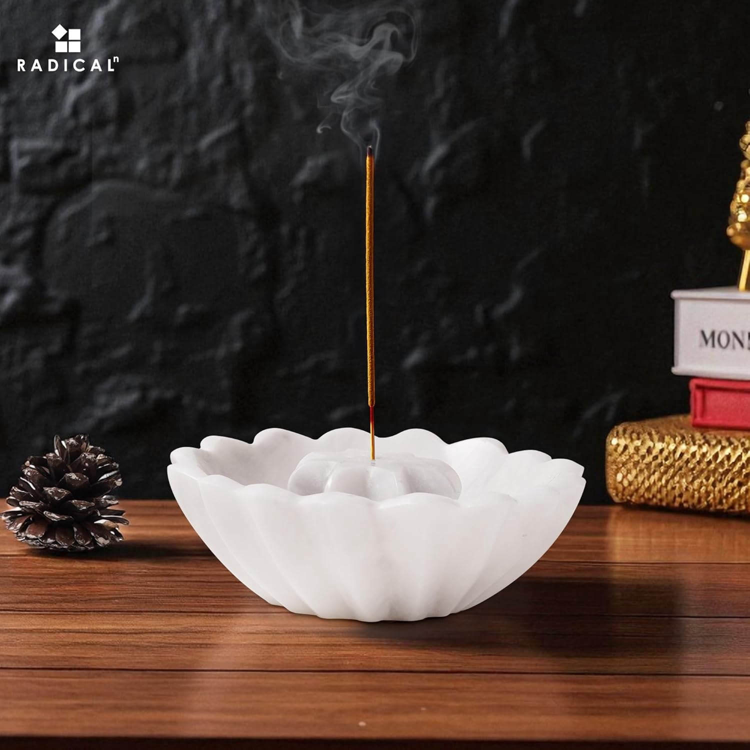 Radicaln Marble Incense Holder 5.5 inches White Handmade Incense Stick Holder for Living Room Décor, Ideal Incense Holder Marble Ashtray and Palo Santo Holder for Home Décor