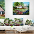thumbnail image 4 of Designart House in the Village Oil Painting - Landscape Printed Throw Pillow - 12x20, 4 of 5