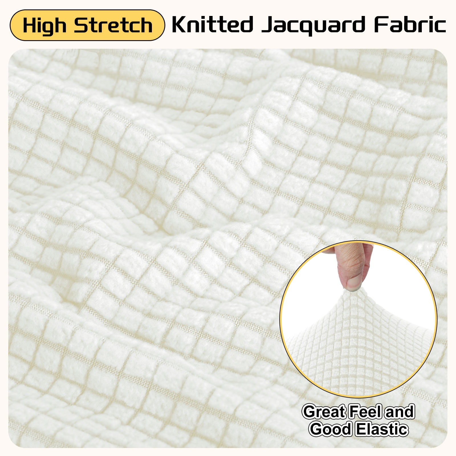 Unique Bargains Stylish Square Jacquard Slipcover White 23.6"–29.9" x 13.8"–17.7"