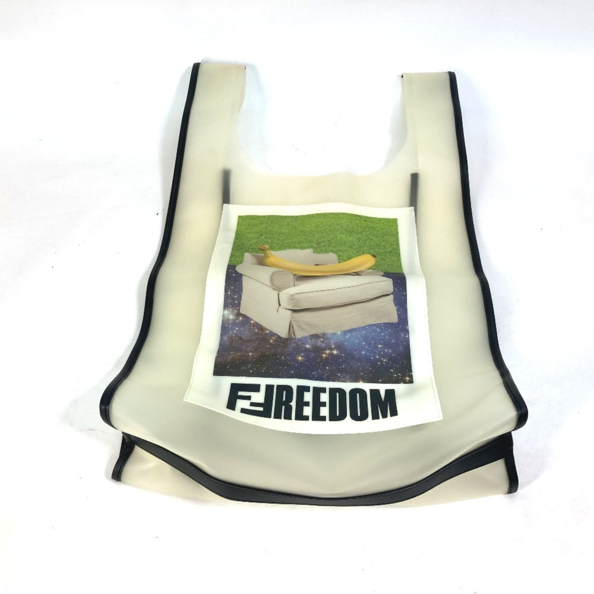 Pre-Owned FENDI 7VA442 Banana Fruit FREEDOM Logo Eco Bag Handbag Vinyl Women's Clear (Good)