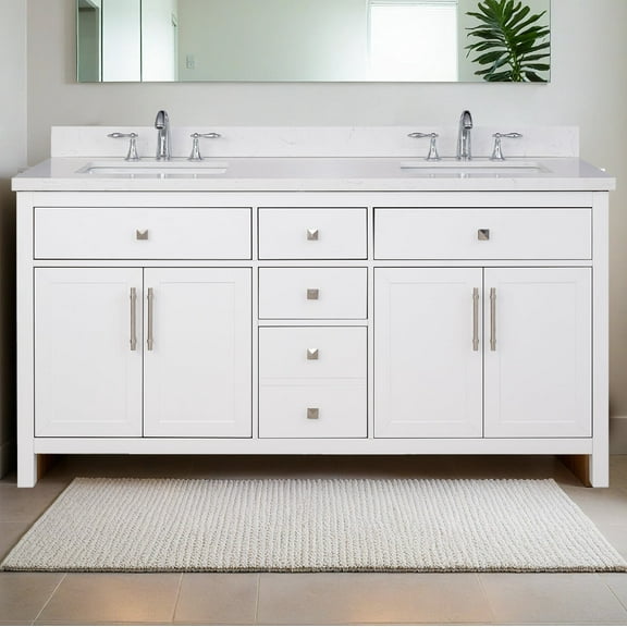Lavanti Oakford Solidwood 66-inch Bathroom Vanity with Sink - Stylish White