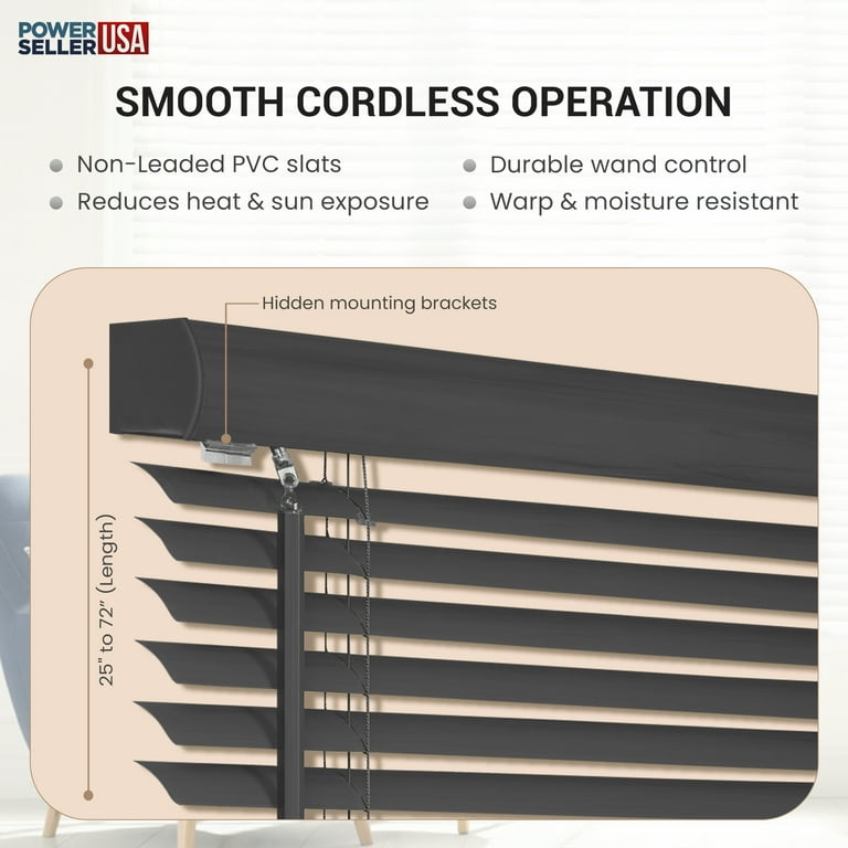 PowerSellerUSA Cordless Window Blinds, Privacy & Light Filtering 1