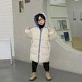 thumbnail image 2 of Toddler Boys Girls Long Puffer Jacket Heavyweight Winter Coat Kids Solid Hooded Jacket Windproof Outwear Baby Boy Jacket, 2 of 3