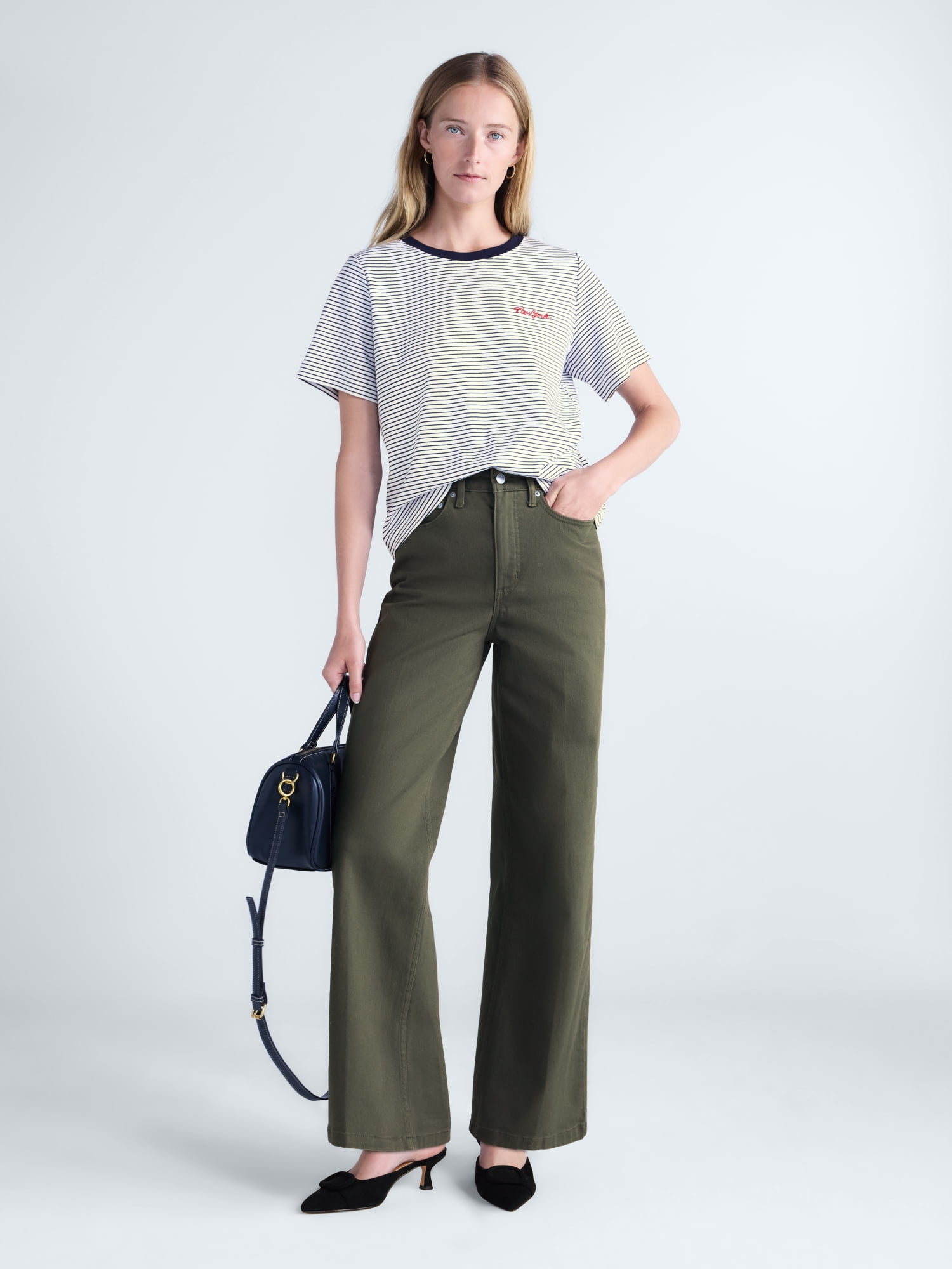 Free Assembly Women's and Women’s Plus Crease Wide Leg Trouser Jeans, 32" Inseam, Sizes 0-20