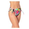 thumbnail image 3 of CALIFORNIA WAVES Women's Multi Color Tropical Print Stretch Cinch Tie Details Moderate Coverage High Waisted Swimsuit Bottom XL, 3 of 4
