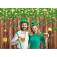 thumbnail image 2 of 7×5FT Happy St. Patrick's Day Backdrop St. Patrick's Day Wood Backdrop Green Shamrock Glitter Gold Coins Lucky Irish Photo Background Kids Adult Birthday Party Decoration Photo Booth Studio Props, 2 of 6