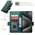 thumbnail image 5 of Compatible with iPhone 16 Pro Wallet Case, Classic PU Leather Flip Folio Case with Card Holders Kickstand [Shockproof TPU Inner Shell] Phone Cover for iPhone 16 Pro, Darkgreen, 5 of 7