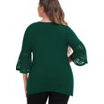 thumbnail image 5 of Daystry Women's Plus Size Top 3/4 Sleeve Shirt Dressy Tunic Blouse Dark Green-2X, 5 of 10