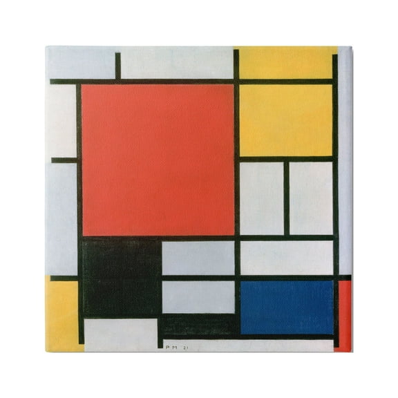 Stupell Industries Composition in Red Yellow Blue Black Piet Mondrian Classic Abstract Painting Painting Gallery Wrapped Canvas Print Wall Art, Design by one1000paintings