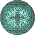 thumbnail image 1 of Ahgly Company Indoor Round Medallion Turquoise Blue Traditional Area Rugs, 7' Round, 1 of 4