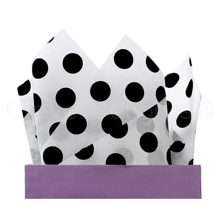- CleverDelights Black Polka Dot Premium Tissue Paper - 100 Sheets - 20