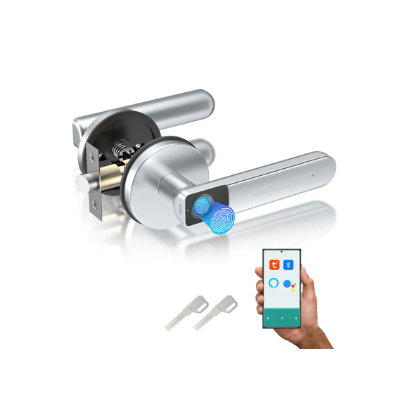 Cerradura Electrónica, Inteligente Y Biométrica Con Huella Xtellar plateado
