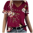 thumbnail image 2 of Fiudx Ofertas de La Semana Moda Mujer Casual Cuello En V Blusa Sólida Manga Corta Camiseta Verano Tops, 2 of 4