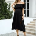 thumbnail image 2 of Maternity Dress Women's Off Shoulder Split A Line Casual Maxi Dress, 2 of 5