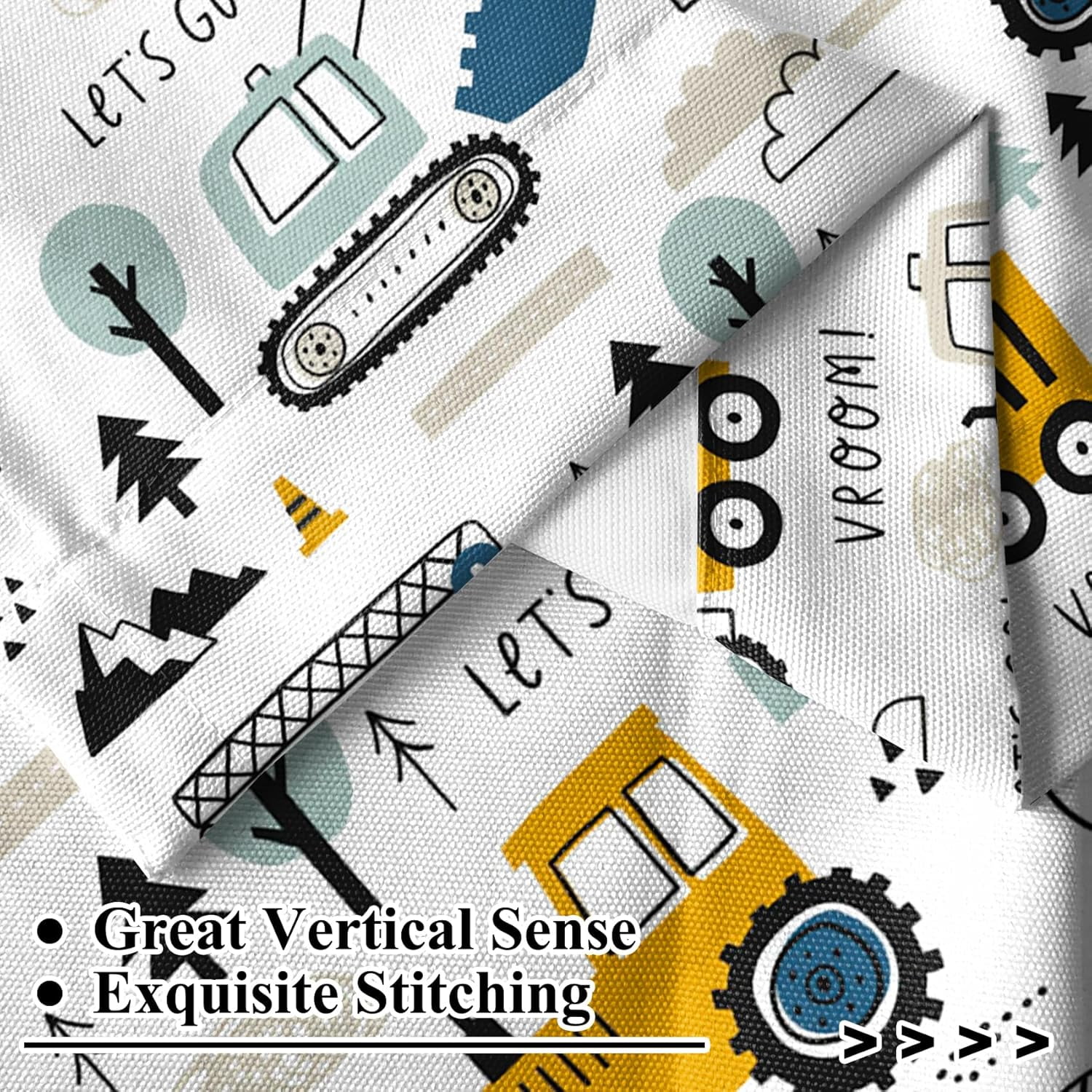 52 x 84 Inch Construction Vehicles Kids Curtains for Bedroom Living Room Excavator Concrete Mixer Crane Cartoon Equipment Trucks Rod Pocket Window Treatments Room Darkening Dreapes 2 Panels