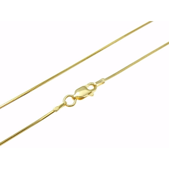 925 Sterling silver yellow gold plated Italian 1mm octagon mirror snake chain necklace 16"