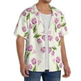 thumbnail image 2 of Goofa Tulips Flowers Printed Men's Casual Short-sleeved Shirt,Lightweight Breathable Button-down,Summer Casual men's top,Versatile Fashion shirt-X-Large, 2 of 7
