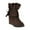 Brown, variant on Women's Ruffle Ankle Boots Casual Hide Wedge Heels Cowgirl Booties Fashion Slip On Western Boots