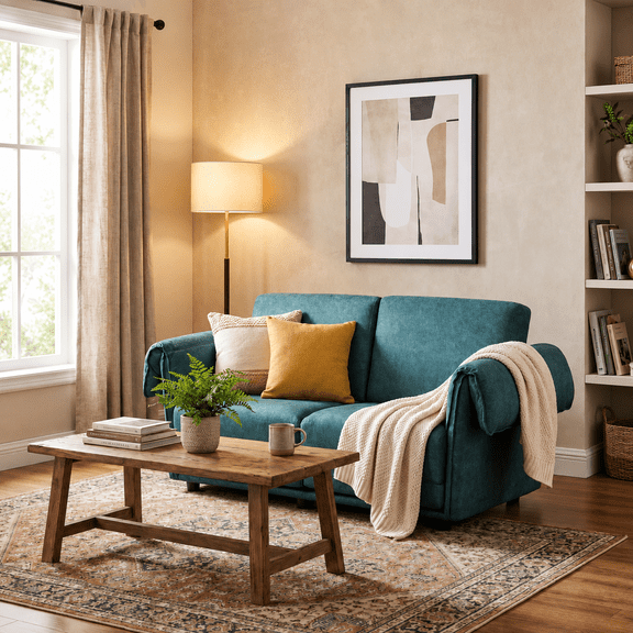 65" Pull Out Sofa Bed, 2-in-1 Convertible Loveseat Sleeper Sofa,Green