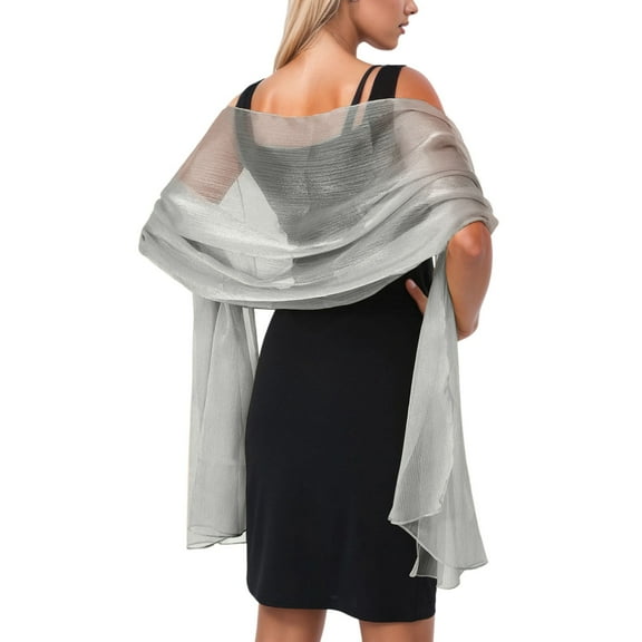 UJNDER Elegant Women's Shawl Wrap Evening Party Bridal Silk Scarf Fashionable Stole for Dresses and Qipao Grey