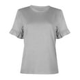 thumbnail image 6 of Fesfesfes Womens Tanks Fashion Women's Summer Round-Neck Short Sleeve Solid Casual T-shirt Blouse Womens Summer Tops 12(XXL), 6 of 6