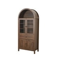 thumbnail image 5 of Aukfa Retro Wood Storage Cabinet, Arched Tall Kitchen Pantry with Bookshelf & Sideboard,Walnut, 5 of 8